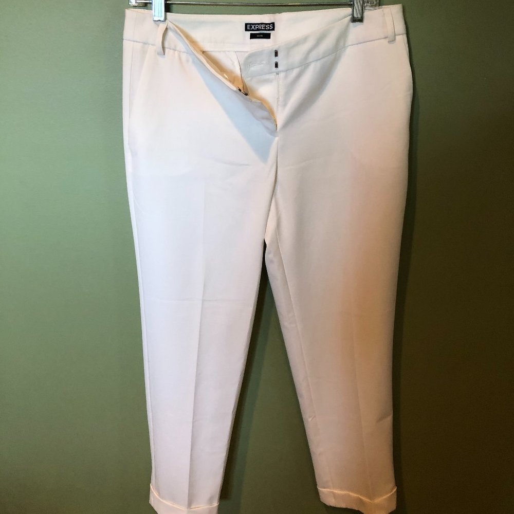 Express White cuffed  cropped pants